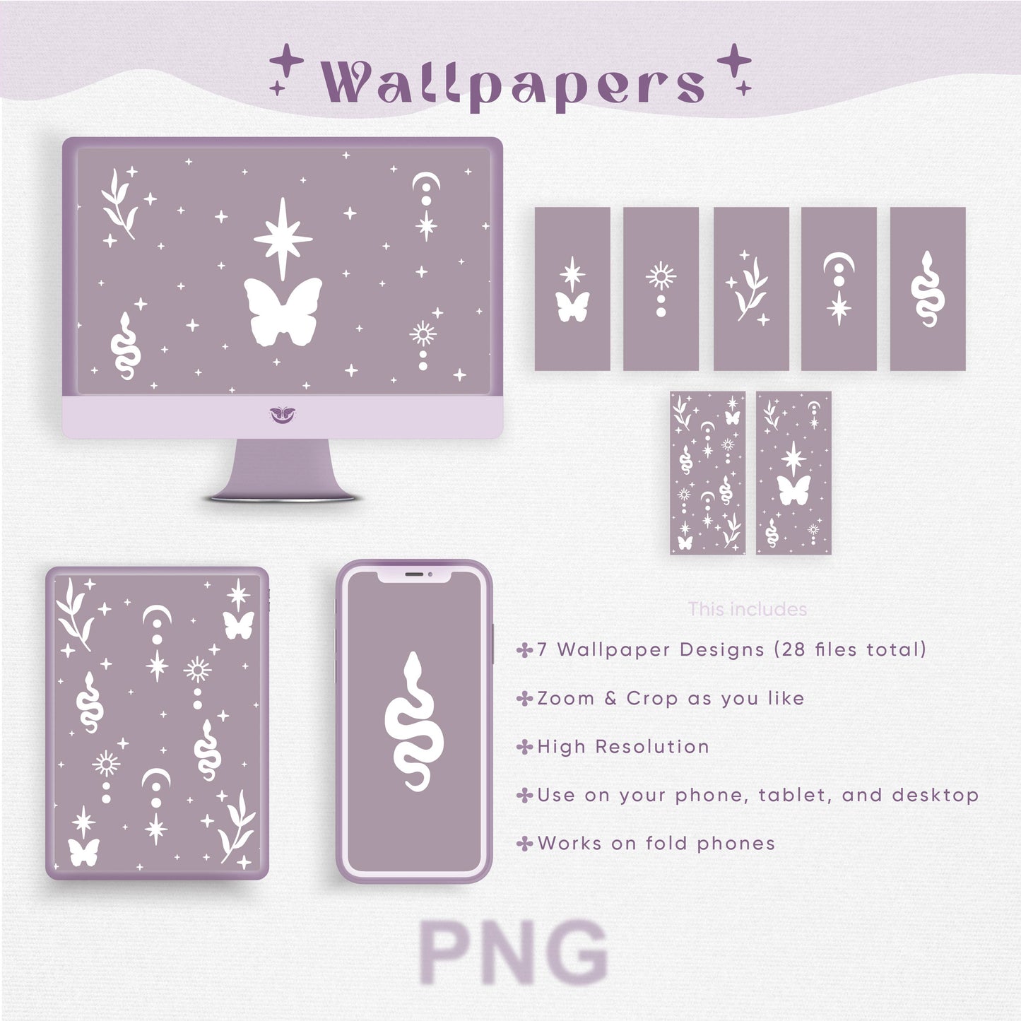 Whimsical Mystique Wallpaper (Purple & White)