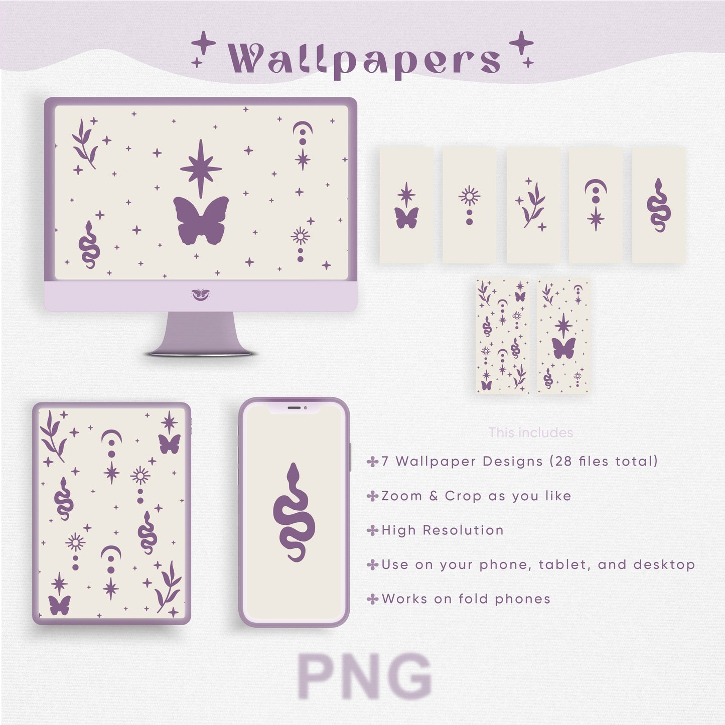 Whimsical Mystique Wallpaper (Cream & Purple)