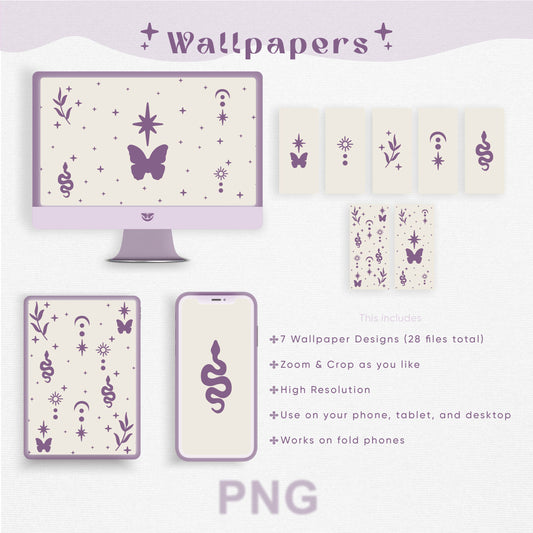 Whimsical Mystique Wallpaper (Cream & Purple)